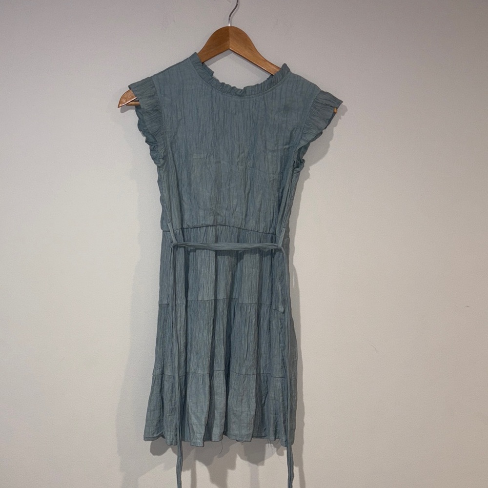 Girls Blue Ruffled Tiered Boho Dress | XL (Girl) | Summer Party & Occasion